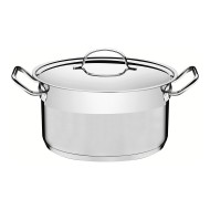 Caçarola Funda 20cm 3,6 Litros Professional Em Aço Inox Tramontina Fundo Triplo Com Tampa Plana Detalhe Satinado